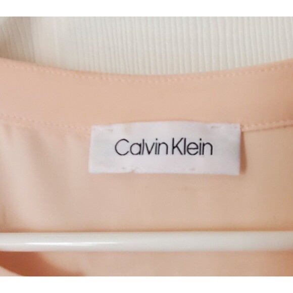 Calvin Klein Womens Blouse Size Large Soft Pink With Black Trim Sleeveless - Picture 3 of 5